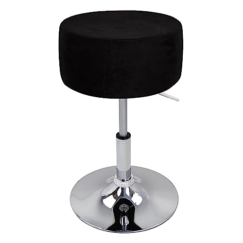 XGANGM Velvet Hockerbezug Rund Durchmesser 33.5cm H17cm Rund Barhocker Hussen Bezug stuhlhussen barhocker rund Stretch Stuhlbezug Schonbezug Protector für Home Büro Bar,Schwarz,2PCS 33.5x17cm