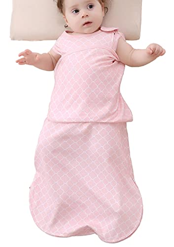Image of Enrich YLife Swaddle Sack for Baby Babies 3-Ways Adjustable Swaddling Sleeping Bag Cotton Wearable Blanket for Newborn Boys and Girls (Pink, 6-12 Months)