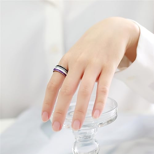 Image of Unisex 8mm Colorful Stripes Pride Ring | Stainless Steel, Unique Cool Enamel, Homosexuals LGBT Gay, Eternity Couple Wedding Band