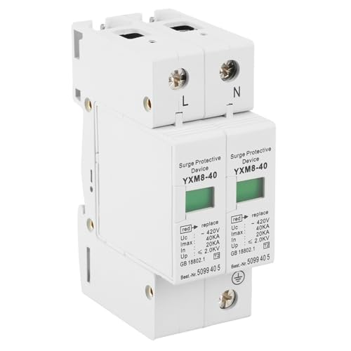 2P 40KA Arrester Protector for Home AC 420V - Overvoltage Protection Device with Thunder Safeguard, Easy Installation for Electrical Systems
