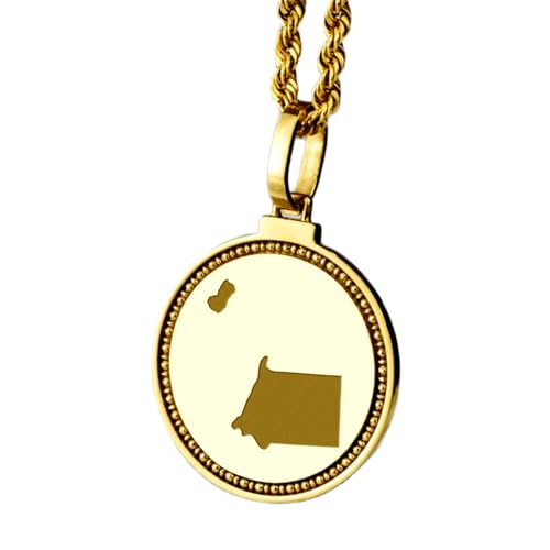 Pendentif carte de la Guinée équatoriale en argent 925 doré LKBEADS rond de 25 mm pour homme et femme
