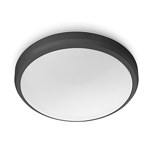 Philips my Garden LED Doris Deckenleuchte Doris, 6W, kaltweißes Licht 4.000K, IP54 Schutzklasse, Schwarz
