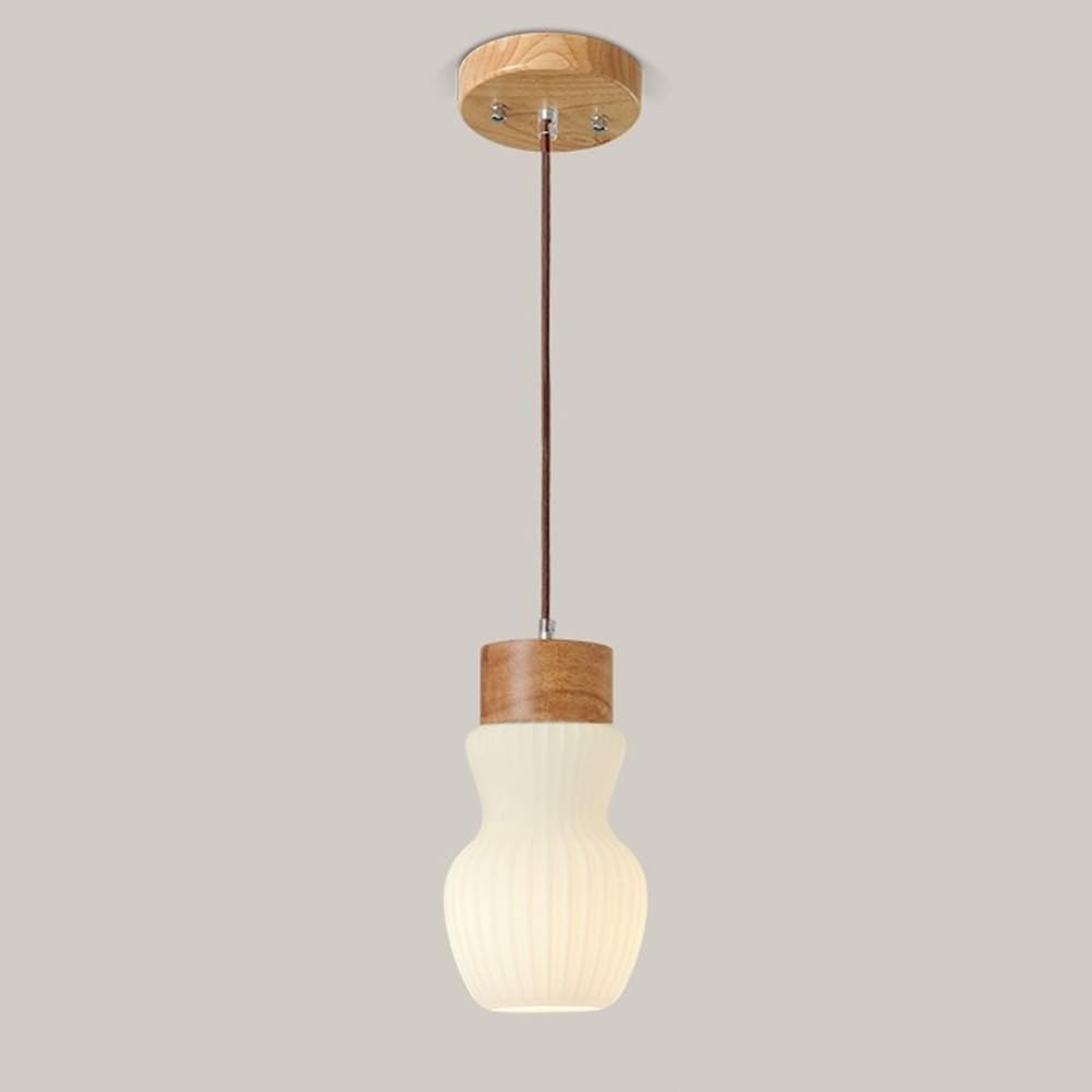 Plafonnier vintage en bois 1 lumière avec suspension réglable en hauteur