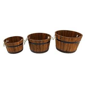 Leigh Country TX 93960 3 Pc Wooden Bucket Planter Set, Brown Leigh Country TX 93960 3 Pc Wooden Bucket Planter Set Brown