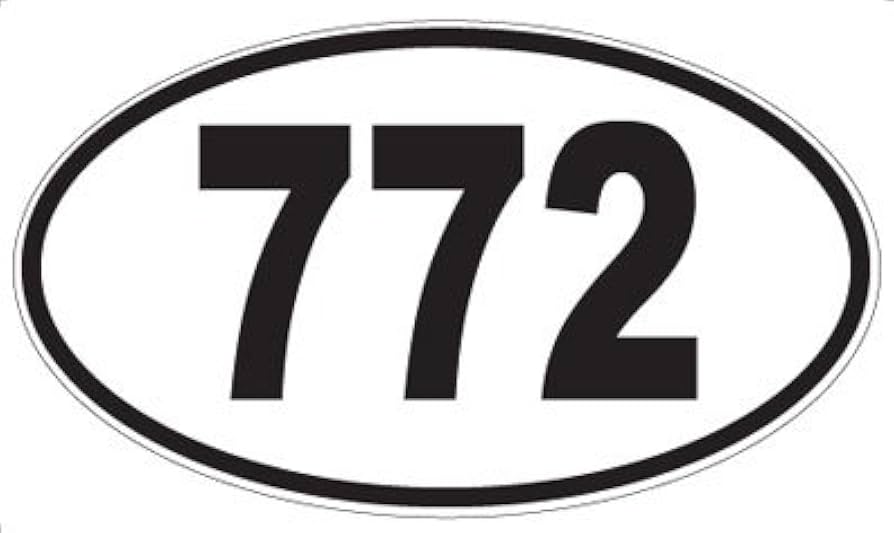 ★Numbering★ 7727 Amazon.com: Number 772 Oval Sticker : Automotive