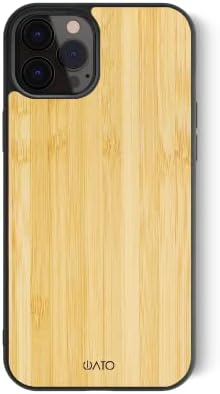 iATO iPhone 11 Pro Max Wood Case. Unique & Classy Shockproof Protective Cover. Wireless Charging Compatible Real Wooden Overlay on Soft Black TPU - Brilliant Bamboo