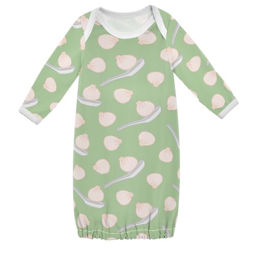 WIFIU Cute Xiaolongbao Baby Girls Boys Sleeper Gown Cotton Nightgown Long Sleeve, Baby Nightdress Sleeping Clothes for Newborn 0-3 Months Multicolor