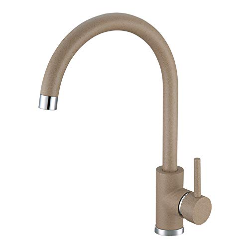 CECIPA Fregadero Negro Con Grifo Extensible 60 X 45 Cm, Fregadero De Cocina De Granito, Fregadero De Cocina Con Cesta De Filtro, Lavabo De Cocina Incl. Sifón Y Rebosadero