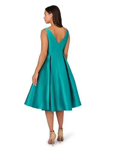 Image of Adrianna Papell Womens Sleeveless Tea Length Dress Exotic Jade 6