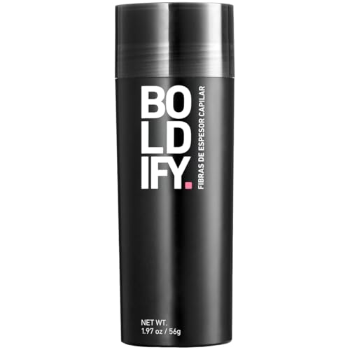 BOLDIFY - Fibras capilares, ocultan completamente la pérdida del cabello, 100% fibras de algodón no detectables, bote gigante de 56 g, engrosamiento instantáneo del cabello (Negro)