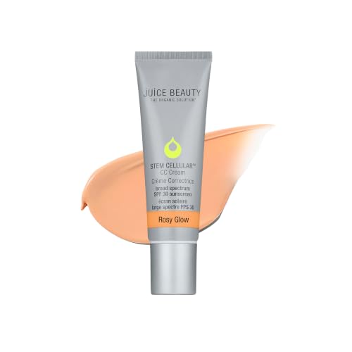 Juice Beauty Stem Cellular CC Cream with Mineral Zinc SPF 30, Rosy Glow - Tinted Moisturizer & Color Corrector for Dark Spots and Redness - Radiant Dewy Finish, 50ml (1.7 fl oz)