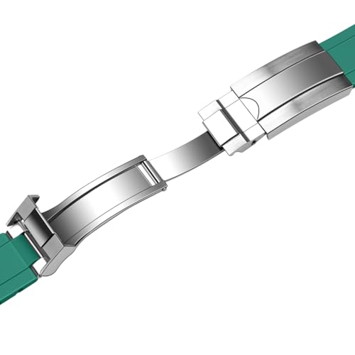 Image of Juntan 18mm 20mm 21mm 22mm Curved End Rubber Watch Band, Tapered Silicone Curved Replacement Watch Strap for Men Women with Metal Classic Diving Buckle