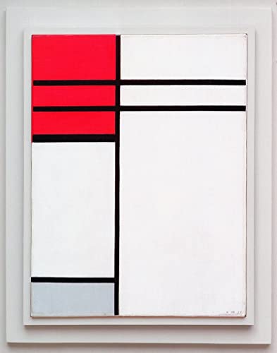 Impressions d'art mural Piet Mondrian : Tableau composition rouge et blanc haut de gamme