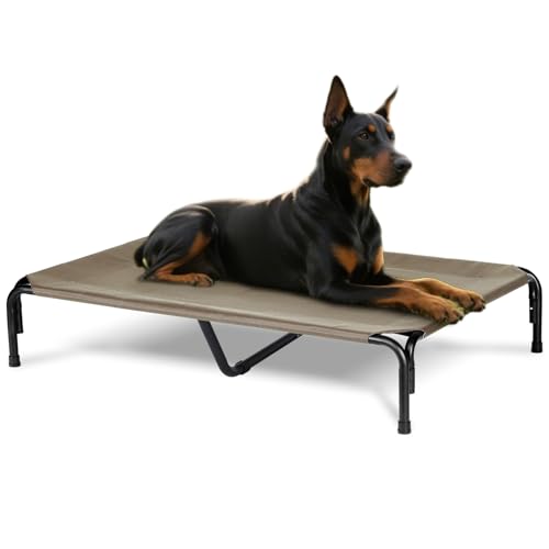 PVY Elevated Dog Bed for Outdoor, XXXL Raised Dogs Cot with Washable Mesh, Cooling Pet Beds Chew Proof Dog Hammock, Metal Frame Lifted Platform for Training Outside Camping, 59 inch Brown - image 7