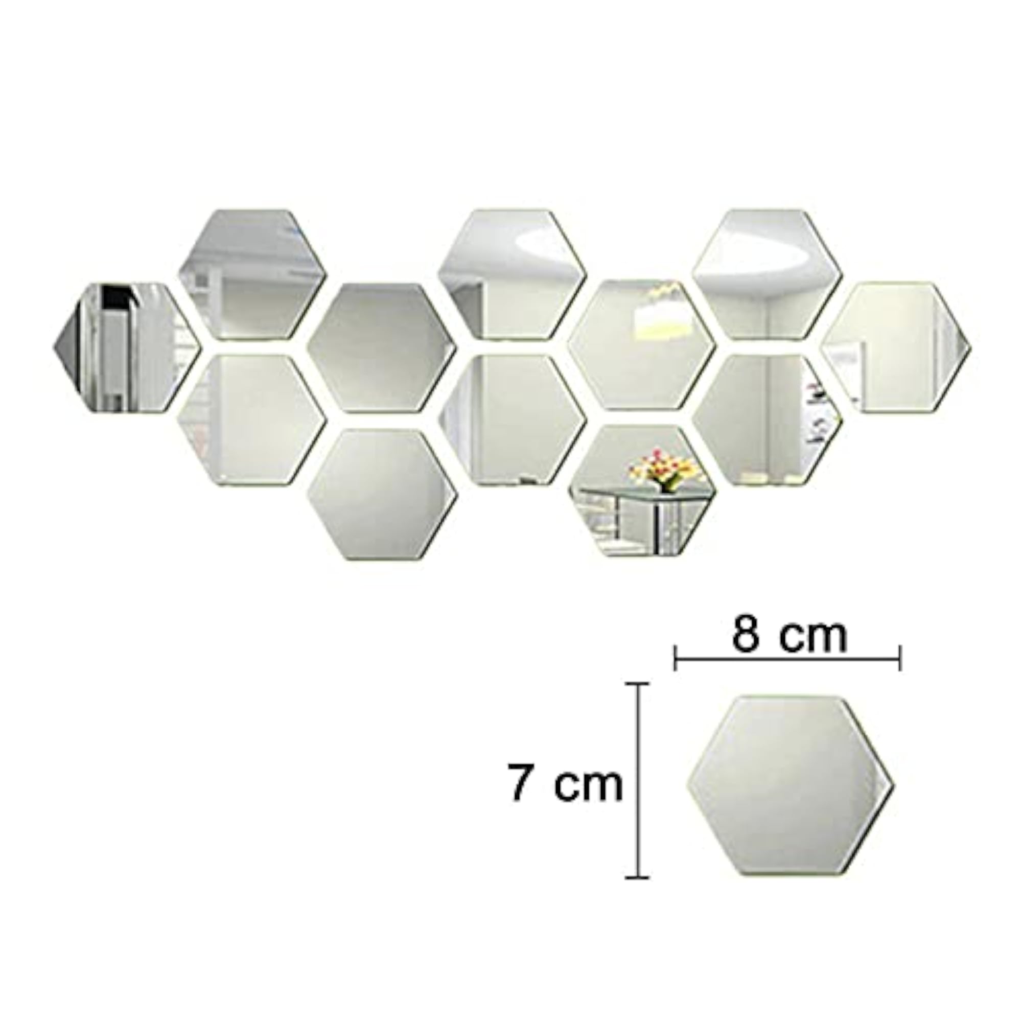 Hexagon Mirror Wall Sticker Set, 12 PCs