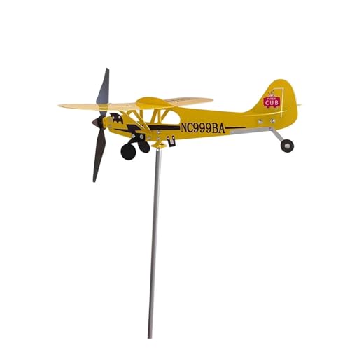 Veleta de jardín con avión 3D, decoración Metal, Molino Viento enchufable, Adornos Resistentes a la Intemperie for al Aire Libre Weather Veleta Retro(L 32X30cm)