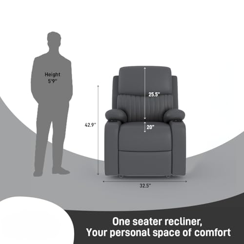Image of Amazon Brand - Solimo Orleans | Single Seater Sofa Recliner | Manual Recliner (Leatherette Grey)