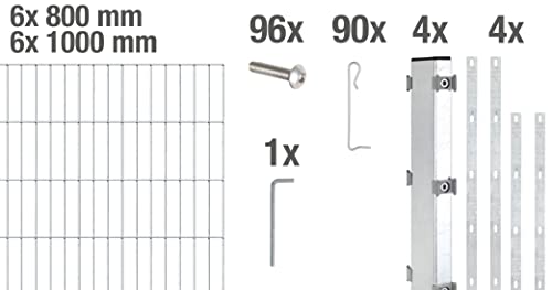 Alberts 665388 Zaungabionen Step² | verschiedene Längen und Höhen | zum Aufschrauben | feuerverzinkt | Mattenbreite 200 cm | Höhe 180 cm | Länge 6 m