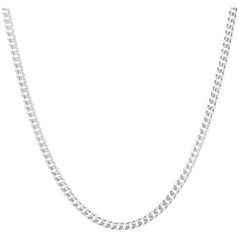Next Level Jewelry Authentic Solid Sterling Silver Cuban Curb Link Chain Necklaces 2MM & 3MM, Italian 925 Sterling Silver Chain Men Women, Sterling Silver Necklace Chain, Mens Chains, 2mm,24 Cover