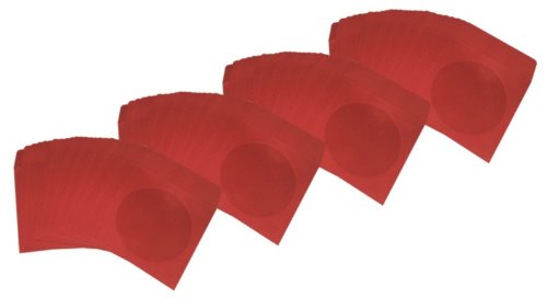 (100) Red Colored Paper CD / DVD Disc Sleeves With Flap & Window #CDIWWFRD - Perfect for Organizing & Storing CDs and DVD Discs!