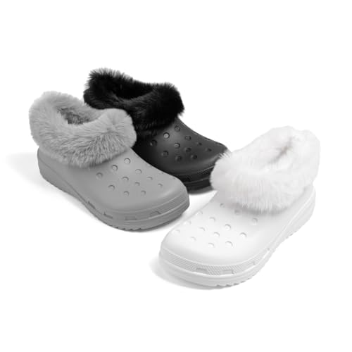 Casazoe Unisex-Adult Lined Clogs Women Men Waterproof Winter Warm Fuzzy Slippers Fleece Lining House Slippers Lightweight Outdoor Indoor Home Shoes2