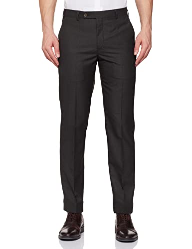 Image of Park Avenue Men Men's PLEATLESS Smart FIT Dark Brown Formal Trouser