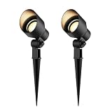 LL LIGHTING LIVING Low Voltage Spotlights 2PK 20W Halogen Floodlights 12V AC Outdoor Spot Lights Black Landscape Lighting Kit 145 Lumens 3000K with Spike Stake and Connector for Garden, Yard, Lawn