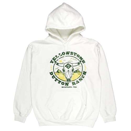 Mad Engine Yellowstone Men's Dutton Ranch Montana Longhorn Skull Pullover Hoodie