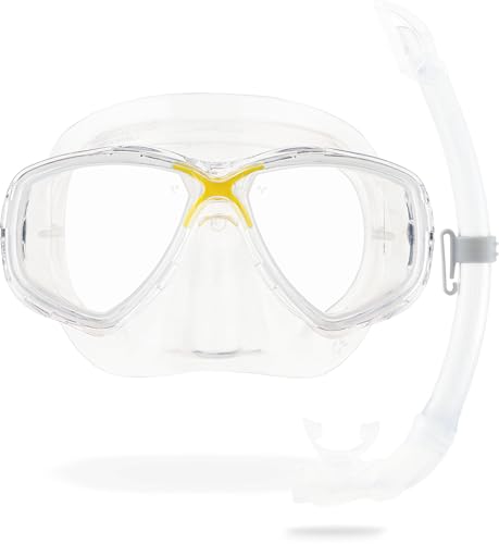 Cressi Marea VIP - Marea Maske + Schnorchel Mexico Tauchen und Schnorcheln, Klar/Gelb, Einheitsgröße, Unisex