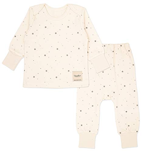 Vandis Organic Star Unisex Baby Pajamas, Tee and Pant 2-Piece Set, 100% Organic Cotton White
