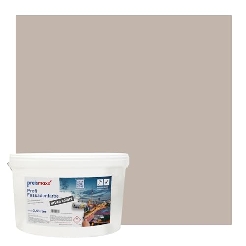 Preismaxx Profi Fassadenfarbe urban colors, bunte Außenfarbe, braun, cappuccino 2,5L, matte, wasserabweisende Aussen-Dispersion, hohe Wasserdampfdurchlässigkeit