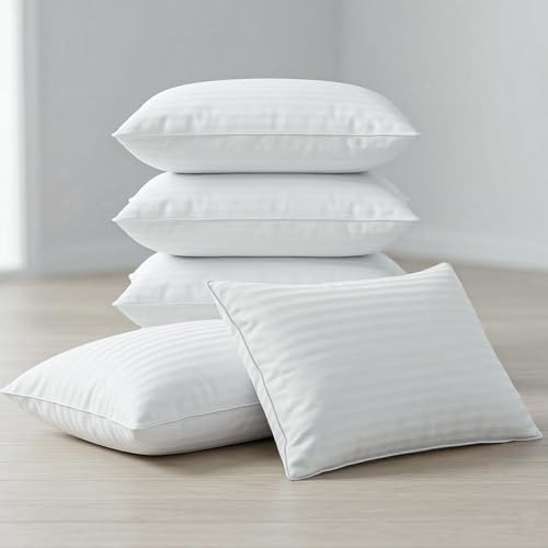 Image of AYKA Microfiber Cushion Filler Set of 5 (12x18 Inch) | Soft & Fluffy Sofa Cushions Inserts | Premium Polyester Fiber Throw Pillows for Sofa, Couch, Bed & Living Room Decor | White