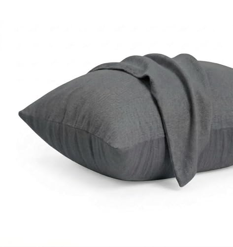Dreamzie Kissenbezug 60x60 2er Set - Kopfkissenbezug 60x60 Dunkelgrau mit Reißverschluss aus Mikrofaser Weich, 60x60 cm Pillow Cover