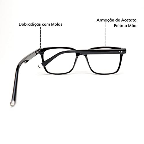 Óculos Para Gamer LP Vision Use Com Computador Celular e TV - Quadrado (Preto)