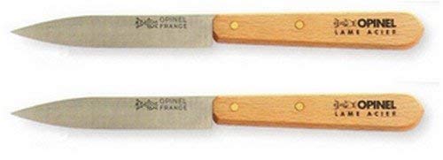 Opinel No. 102 Paring Knives 2 Piece Set, Carbon Steel Everyday Use Prep Knives For Chopping, Peeling, Slicing, Trimming, Stabilized Sustainably Harvested Beechwood Handles, Made In France #TOP3