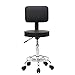 Vasitelan Swivel Salon Spa Stool Chair with Back Support Adjustable Hydraulic Rolling Office Stool with Back for Beauty Barber Tattoo Massage Drafting (Style 2-Black)