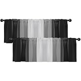 Emvency 2 Pack Valances Window Treatments, Striped Geometric Modern Minimalist Abstract Grey Drapes Adjustable Curtain for Windows Living Room Kitchen Over Sink, 52x18 Inch Rod Pocket Valances