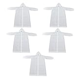 WIHFHGZ Hooded Regenponcho, 5 Stück, Wasserdicht, Schnell Trocknend, Dicker Eva Regenmantel Schwarz - Wiederverwendbar, Faltbar, Ideal für Outdoor und Reisen (Weiß)
