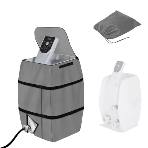 Hot Tub Insulated Cover - Inflatable Bathtub 420D Oxford Cloth, Waterproof Dustproof, Grey 16.9x14.9x21.2 Inches for Outdoor Pool/Tub