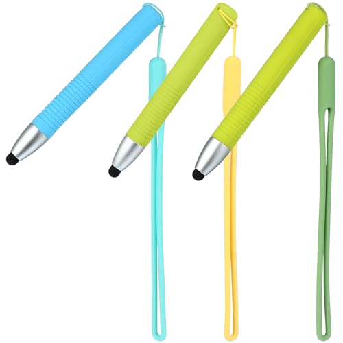 Generic Kid-Friendly Pens for Touch Screens:Touch Screens Pen Stylus Silicone Anti-Slip Tablet Stylus Compatible with All Touch Screens,3 pcs Stylus + 3 pcs Anti-Lost Ropes