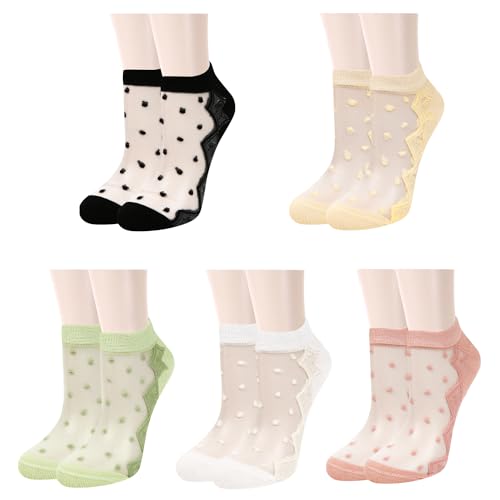 Image of Benefeet Sox Sheer Socks for Women Girls Mesh Ankle Socks Transparent Mesh Lace Sock Cute Thin Nylon See Through Sock