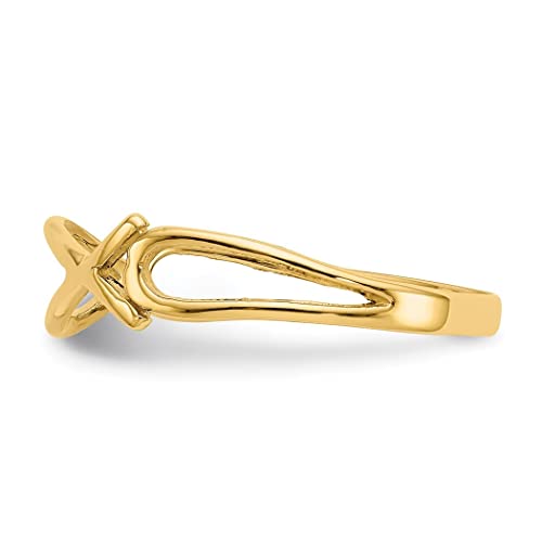 14K Yellow Gold Solid Open Back Polished Ichthus Animal Sealife Fish Ring Size 6 Jewelry Gifts For Women #TOP3