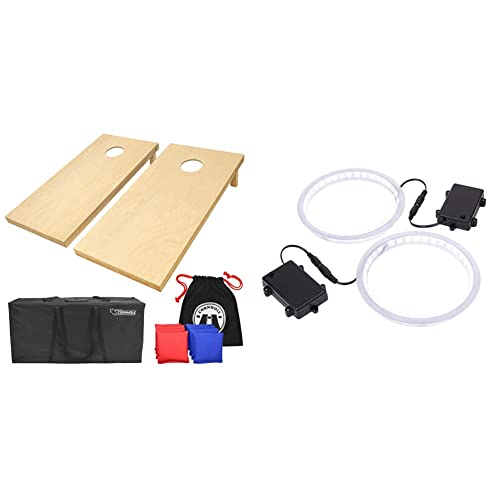 GoSports Solid Wood Regulation Cornhole Sets with LED...