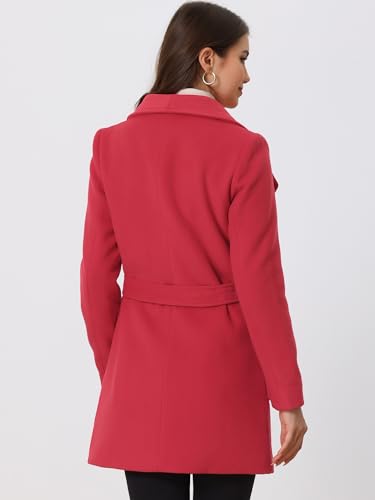 Allegra K Women's Winter Wrap Coat Turndwon Collar Long Sleeve Tie Belt Coat with Pockets4