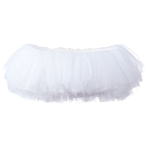 My Lello Women's Teen Adult 10 Layered Fluffy Ballet Tulle Tutu Skirt -White