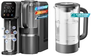 Waterdrop M6HG RO System with Maxblue GPWD-B Glass Pitcher Bundle | Instant Hot Countertop RO System with 40oz BPA-Free Glass Pitcher, 8-Stage Filtration, 3:1 Pure to Drain