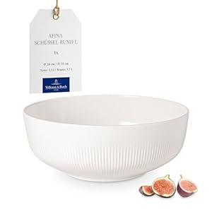 Villeroy & Boch – Insalatiera Afina in porcellana premium, grande bol per servire, Made in Germany, lavabile in lavastoviglie e adatto al microonde, impilabile, bianco