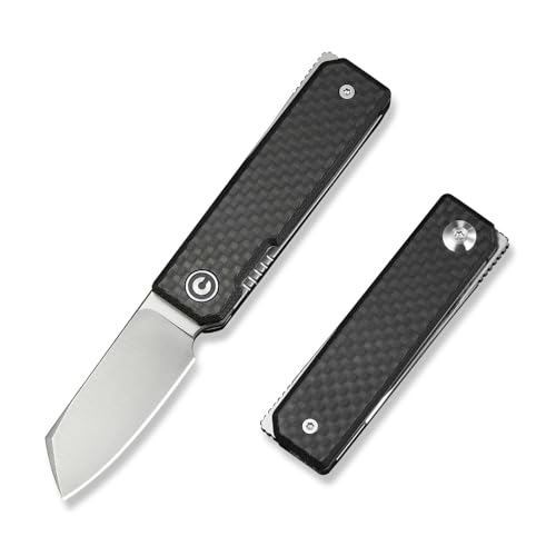 CIVIVI Kukei Mini Pocket Knife, Folding Knife 5.12 CM Nitro-V Blade Carbon Fiber with Black G10 Handle, EDC Knife, Front Flipper Opener C25036-4