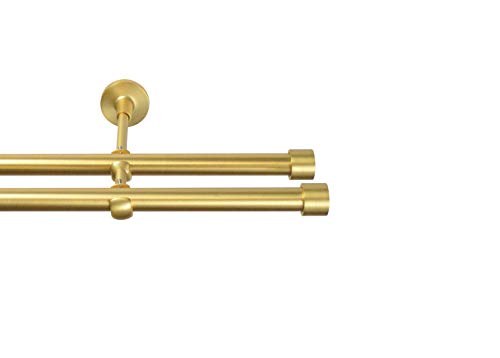 Rollmayer elegant und modern metall Gold Matt Vorhangstange/Gardinenstange Ø 19mm Rohr (240cm Crux, im Gold Matt, 2-läufig) verschiedene Größen und Endstücken. Ohne Ringe!