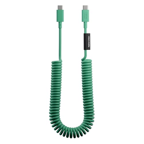 Image of Native Union USB-C Pop Cable XL - Coiled Extendable - 7.9ft Ultra-Strong Charging Cable Compatible with iPhone Air, 17e, 17 Pro Max, iPad Pro M5, Galaxy S26, Fold 7 (Pine)